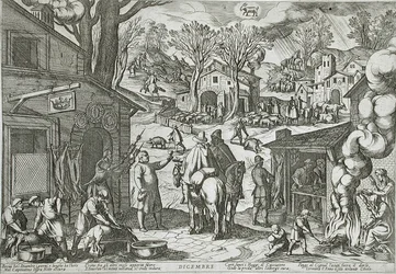 December: Village Scene with Inn