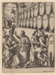 Drinking Party in Wine Cellar