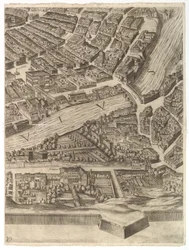 Plan of the City of Rome. Part 10 with the Tiber and the Villa Farnesina