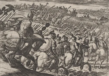 Plate 25: The Roman Commander Cerialis Attacks Near Trier, from The War of the Romans