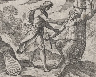 Plate 58: Apollo Killing Marsyas Marsyas Victus ab Apolline Excoriatur, from Ovid
