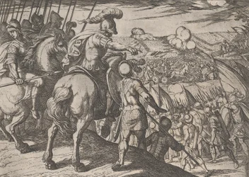 Plate 5: Alexander Directing a Battle, from The Deeds of Alexander the Great, 1608