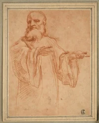 St. Benedict Gesturing to the Left: Study for the Coronation of the Virgin