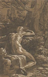 Man seated viewed from behind Narcissus