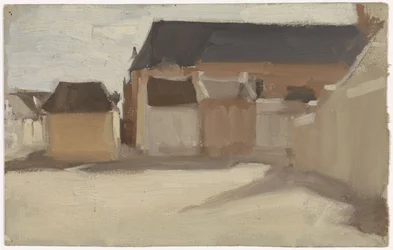 Study of a Village Square with Buildings