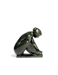 Crouching Girl Holding One Foot