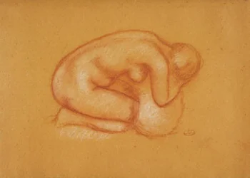 Kneeling Model with Head Resting in Hands, Facing Right
