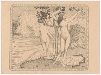 Two Bathing Women Under a Tree by the Water (Deux baigneuses nues sous un arbre au bord de l