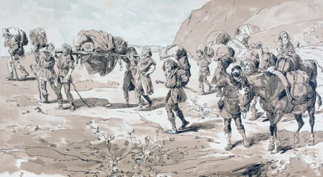 Porters carrying goods in baskets on their backs