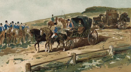 Postilions, carriage and mail coach, Netherlands, 19th Century