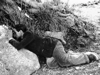 Salvatore Giuliano hiding in the underbush, 1937