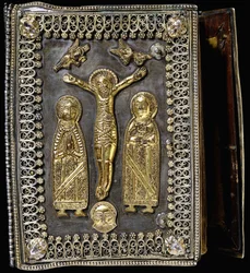 Silver Gilt Binding, Depicting the Crucifixion of Christ, with the Holy Mother of God and Holy Mary on Either Side