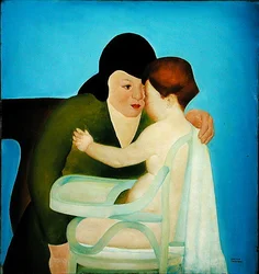 Woman with Child in Highchair