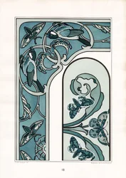 Art Nouveau Frame Ornament with Birds and Moths