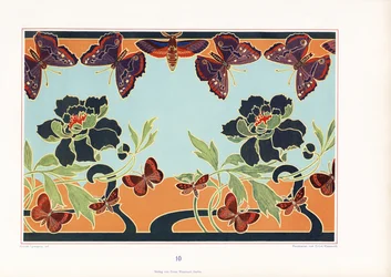 Border with Peonies and Butterflies