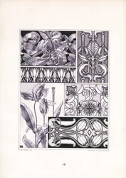Stylized Lily Motifs in Various Ornamental Forms
