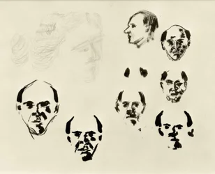 Self-Portraits (7 Heads en face and in Profile and Sketch)