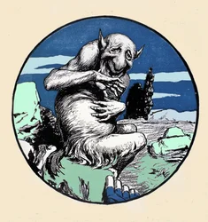 The god Pan, half goat half man. Illustration by Arpad Schmidhammer for Jugend