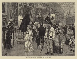 Art Students copying Pictures at the Louvre, Paris