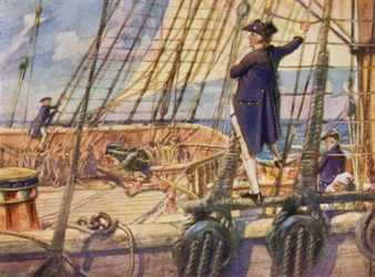 Captain Nelson challenging a Midshipman to race to the masthead