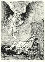 He had not slept long, when a genie entered the sepulchre