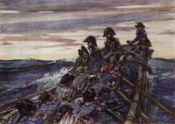 Nelson in an open boat in the Baltic going to join the fleet