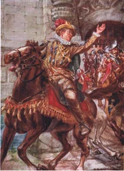 There is your city, my lads. Go take possession of it, illustration from Romance of History: The Netherlands, 1920s