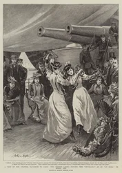 A Visit of the Channel Squadron to Cadiz, Two Spanish Ladies dancing the Sevillana at an At Home on Board Ship