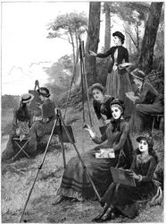 A ladies sketching club, 1885