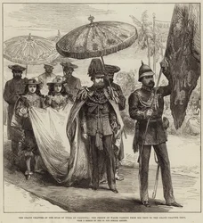 The Grand Chapter of the Star of India at Calcutta, the Prince of Wales passing from his Tent to the Grand Chapter Tent