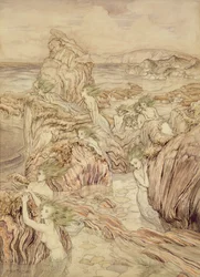 Daughter of the Sea (illustration from The Three Golden Apples, by Nathaniel Hawthorne)