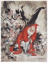 Father Christmas surrounded by gifts