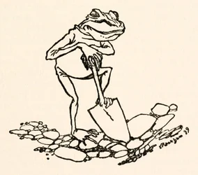 Frog with a spade from Gulliver