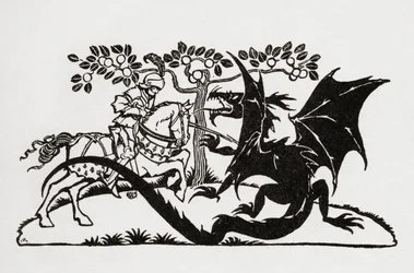 George and the Dragon. From the book English Fairy Tales retold by F.A. Steel with illustrations by Arthur Rackham, published 1927