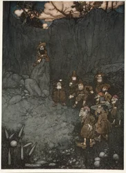 His father had seen them in their old Dutch dresses playing at ninepins, from Rip Van Winkle by Washington Irving
