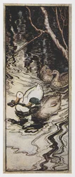 Illustration of Two Ducks Carrying a Key from The Queen Bee