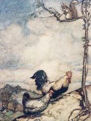 Now we will go up the hill and have a good feast before the squirrel carries off all the nuts