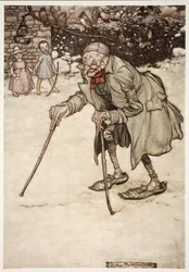 Old man with two sticks, from Rip Van Winkle by Washington Irving, pub. 1910