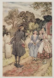 Reciting for their amusement all the Epitaphs on the Tombstones, from The Legend of Sleepy Hollow by Washington Irving, pub. 1928