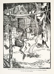 Round the fire an indescribably ridiculous little man was leaping, hopping on one leg, and singing