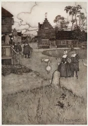 Some of the Houses of the Original Settlers, from Rip Van Winkle by Washington Irving, pub. 1910