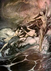 The Rhine Maidens obtain possession of the ring and bear it off in triumph