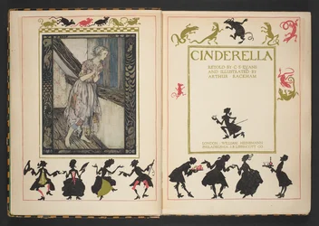 Title page and frontispiece from Cinderella, retold by C.S. Evans, and illustrated by Arthur Rackham