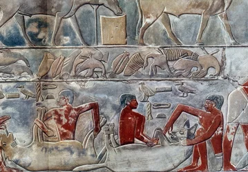 Art Egypt: Feeding of a Hyena, Simile from the Mastaba of Mereruka