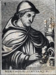 Berthold Schwartz, German chemist, inventor of gunpowder and Franciscan monk