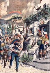 Eruption of Vesuvius, People Fleeing from the Volcano, 1906