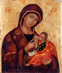 Icon: Virgin and Child, Anonymous Wood Painting, Church Santa Maria delle Grazie al Trionfale, Rome