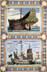 Merchant Ships Belonging to the Dutch East Indies Company (engraving)