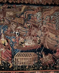 The Portuguese Navigator Vasco da Gama Arrives in Calicut, India, 1498 (detail, tapestry)