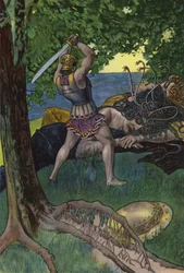 Perseus cutting off the head of Medusa